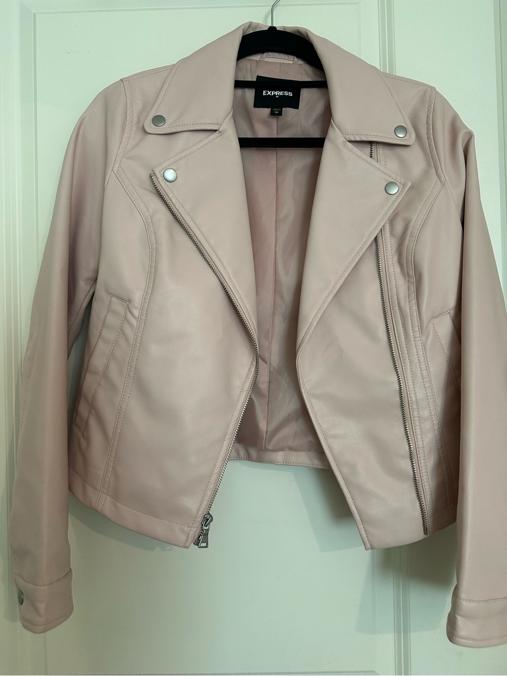 Express Pale Pink Faux Leather Moto Jacket